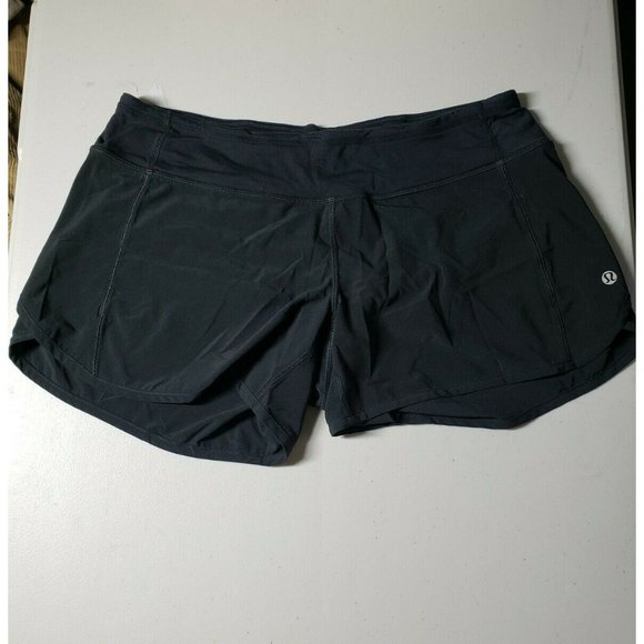 lululemon athletica Pants - Lululemon Women Black Flat Front Elastic Waist Zipper Pocket Active Shorts Sz 8